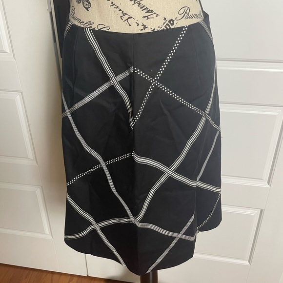 Talbots Black and White Cotton Ribbon A-line Skirt - Picture 2 of 8